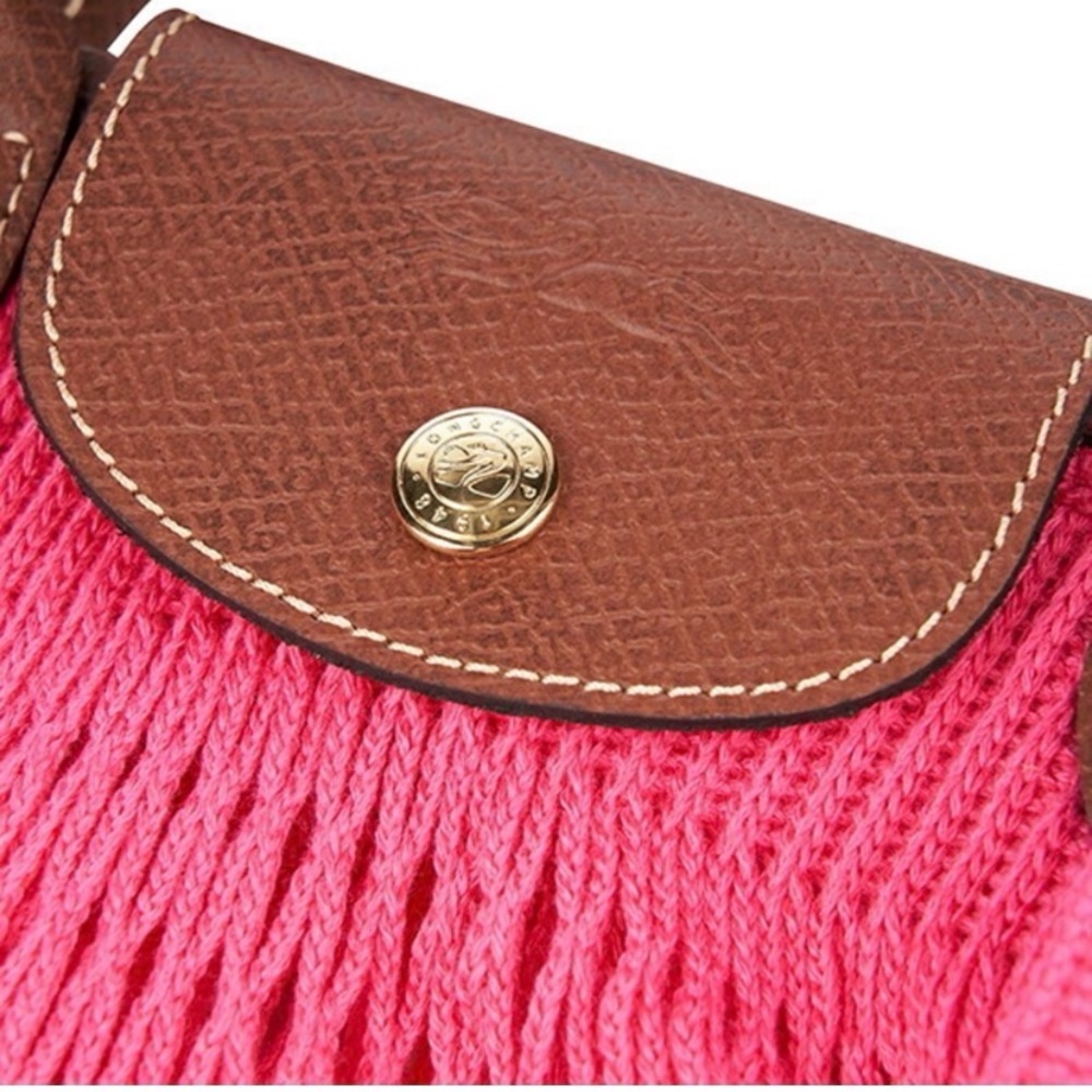 NWT Longchamp Le Pliage Filet Knit L Mesh Bag in Candy Pink - Picture 4 of 16